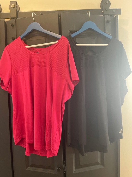Reebok Tops - Reebok Short-Sleeve Scoop Neck Tops in Hot Pink and Black